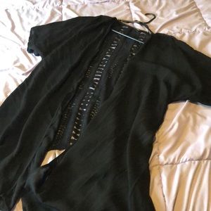 Black lace kimono shawl